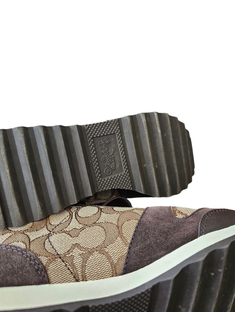 Coach Mason Signature Jacquard Khaki Chestnut Sneakers - Picture 2 of 8